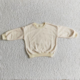 Beige cotton long sleeves kids girls sweatshirt