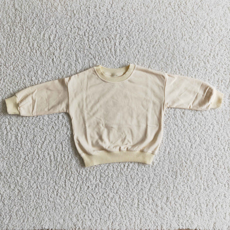 Beige cotton long sleeves kids girls sweatshirt