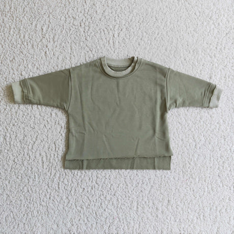 Olive cotton long sleeves kids girls sweatshirt