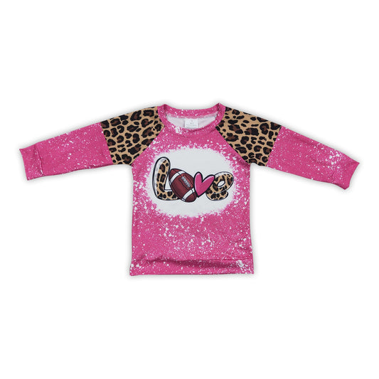 Love football leopard long sleeves kids girls team shirt