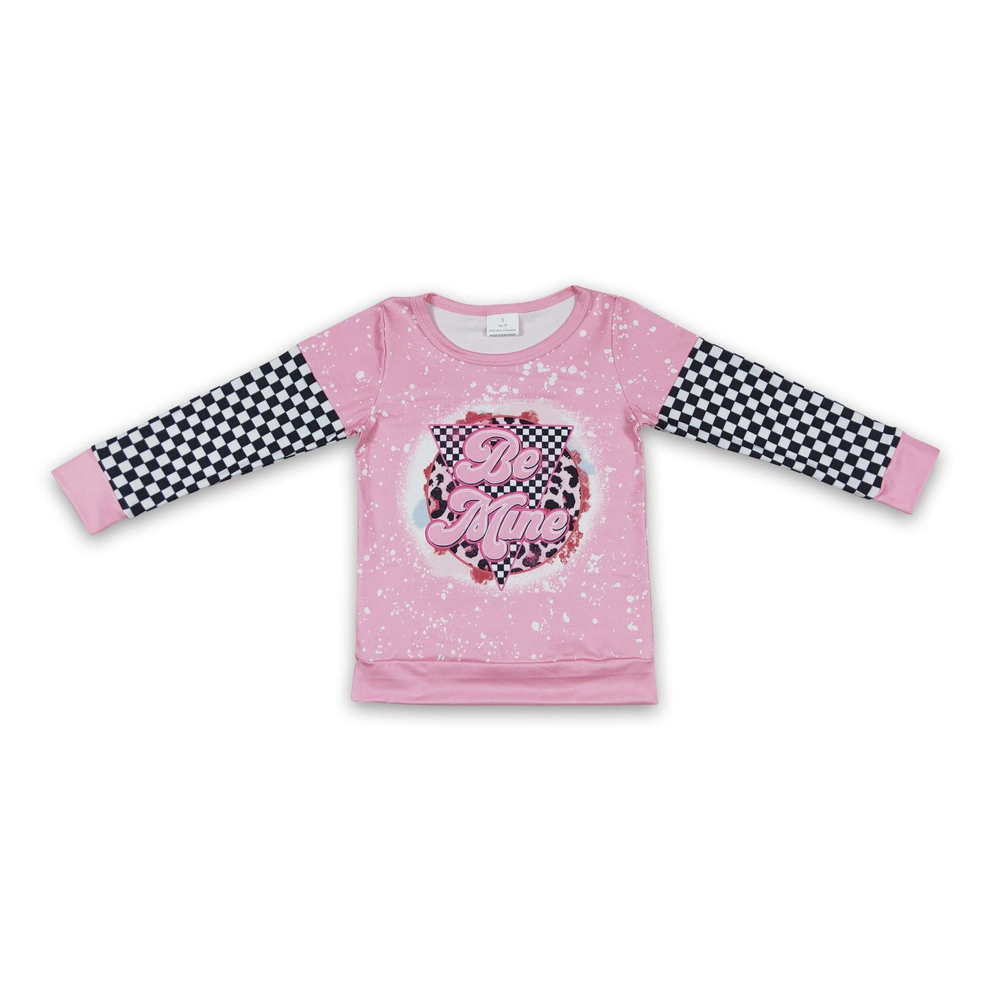 Pink be mine plaid long sleeves girls Valentine's day sweatshirt