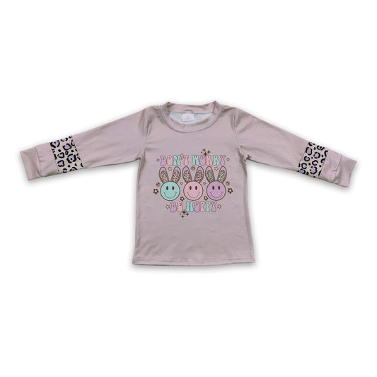 Don't worry be hoppy bunny long sleeves baby girls easter shirt