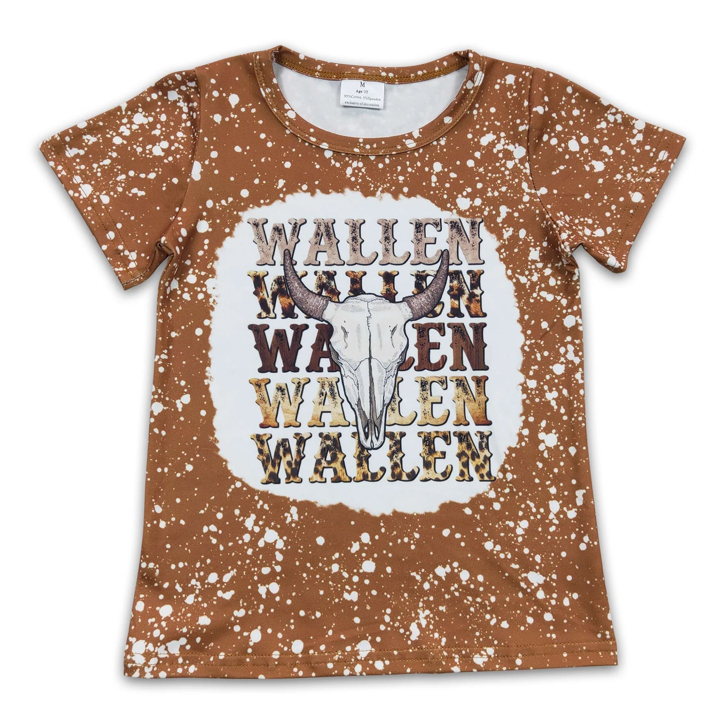 Bull skull brown bleached kids girls singer shirt