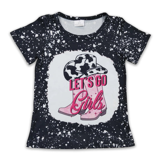 Let's go girls boots hat short sleeves girls western shirt