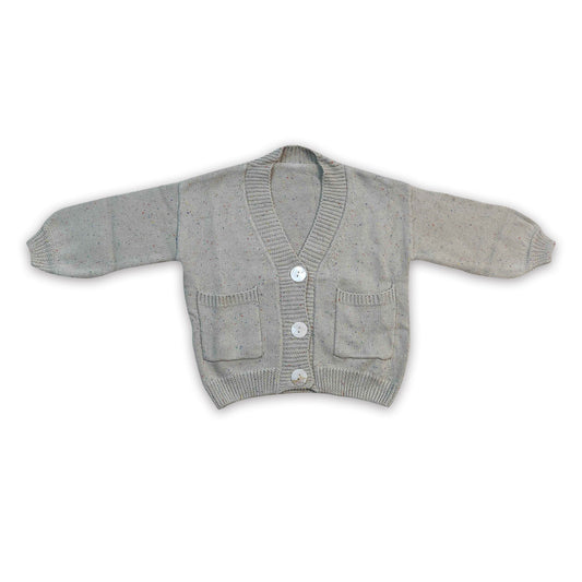 Grey pockets cardigan baby girls sweater