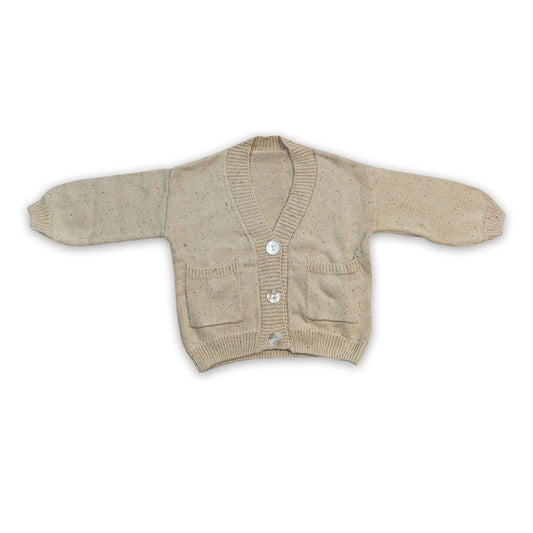 Beige pockets cardigan baby girls sweater