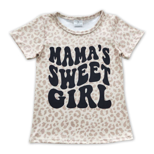 Mama's sweet girl leopard short sleeves baby kids shirt