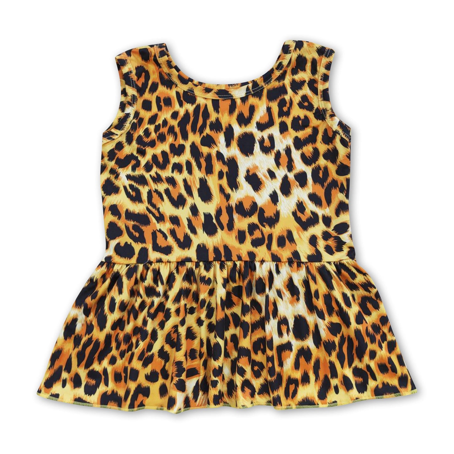 Sleeveless leopard peplum baby girls shirt
