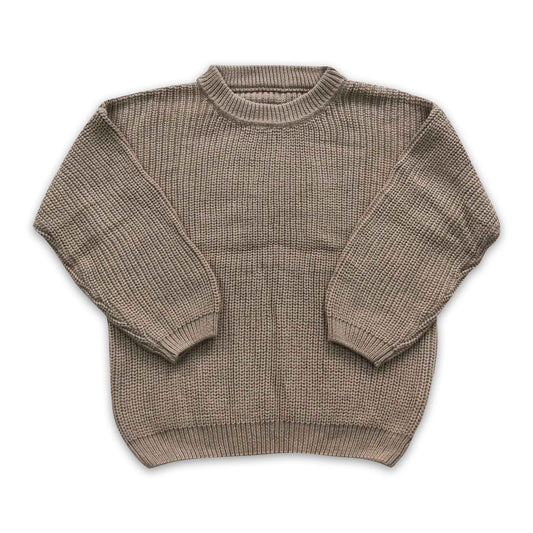 Khaki cotton girls winter sweater