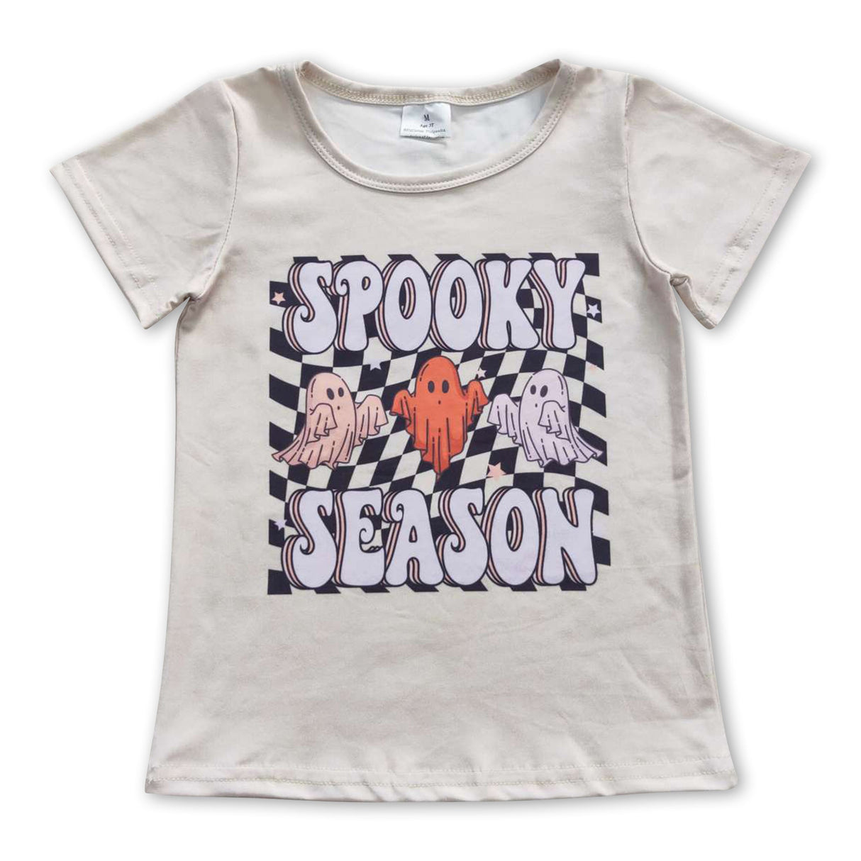 Spooky season ghost plaid baby kids Halloween shirt