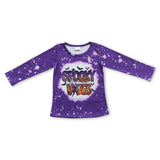 Spooky vibes purple bat baby girls Halloween shirt