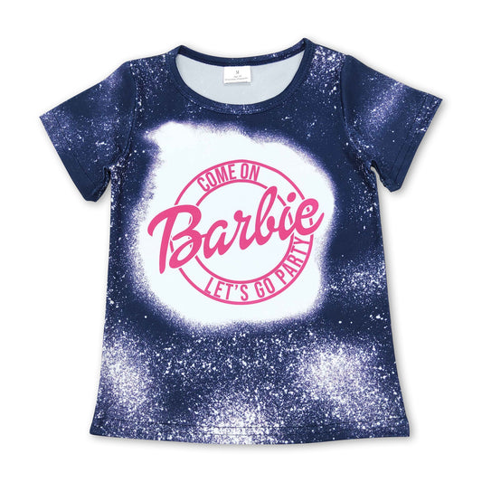 Black bleached let's go party short sleeves girls shirt