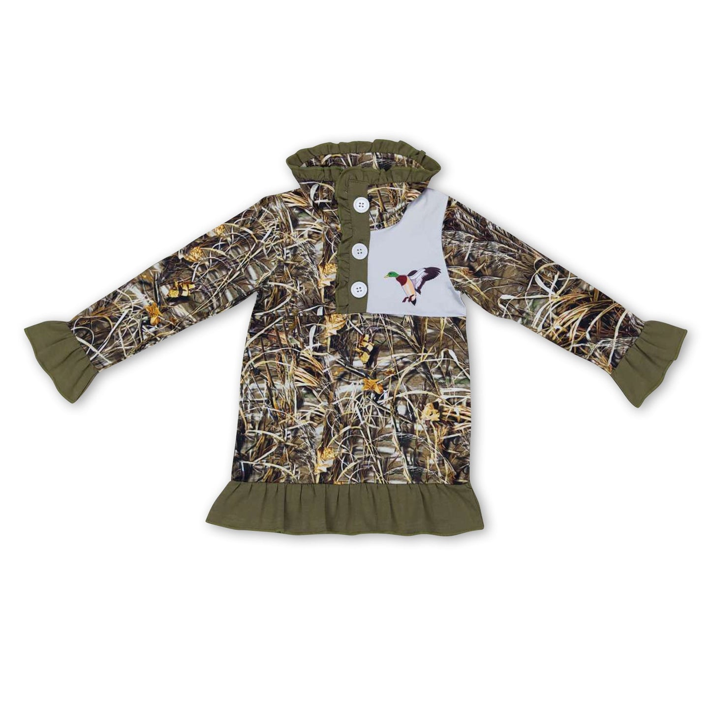 Duck plaid camo kids girls hunting pullover