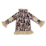 Dog plaid camo kids girls hunting pullover