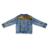Gold sequin kids girls denim jacket