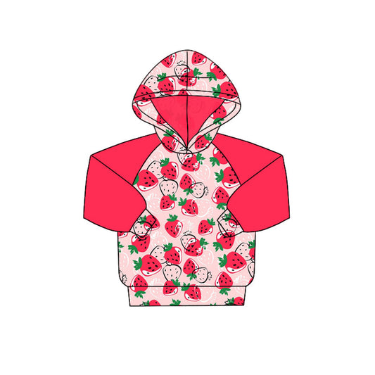 Strawberry long sleeves kids girls hoodie