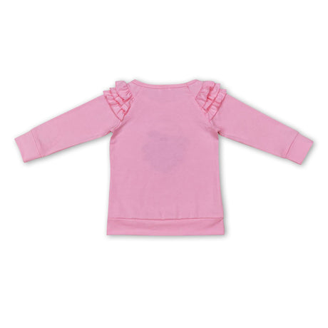 Pink tie dye santa ruffle long sleeves girls Christmas shirt