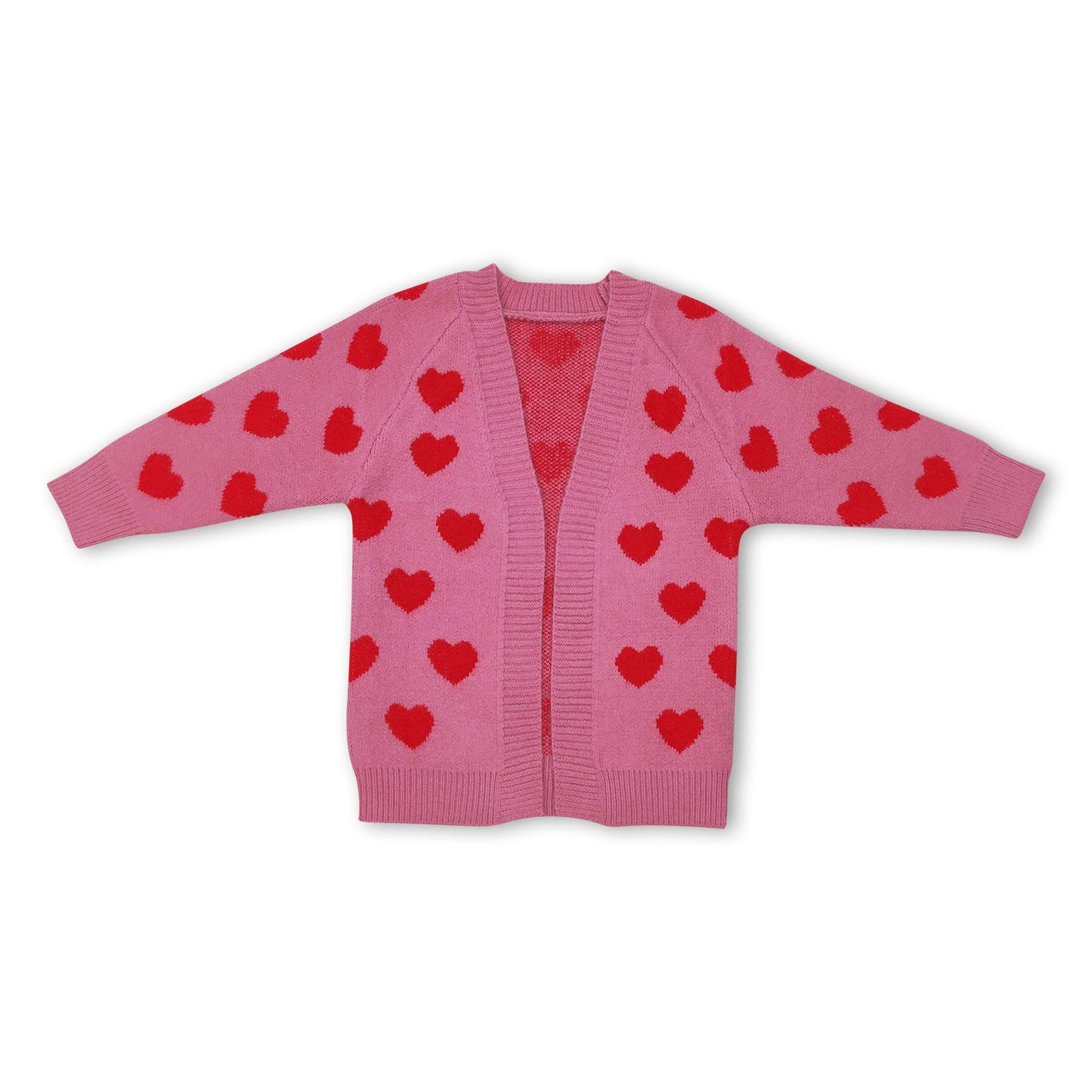 Pink heart cardigan girls Valentine's day sweater