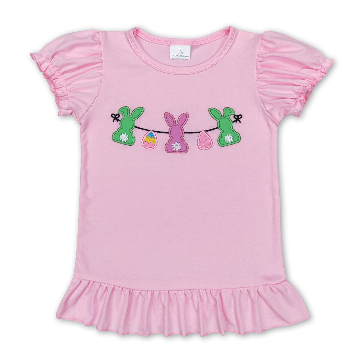 Pink bunny eggs short sleeves baby girls easter shirt