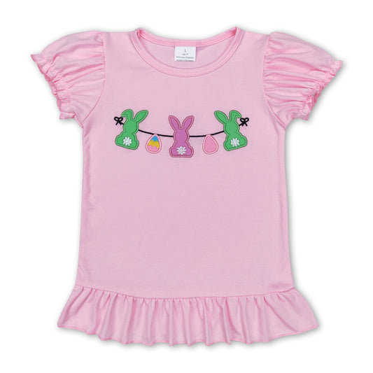 Pink bunny eggs short sleeves baby girls easter shirt
