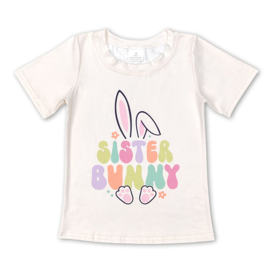 Short sleeves sister bunny kids girls easter shirt