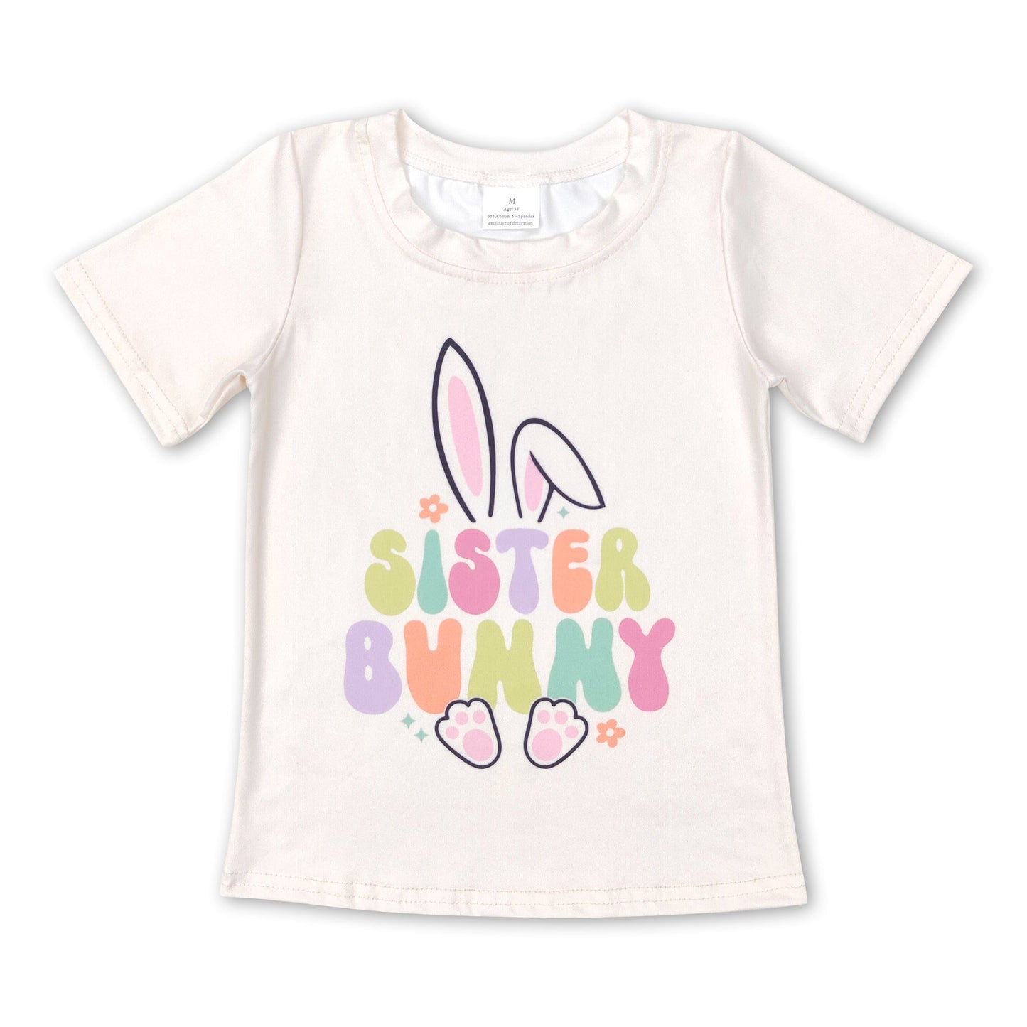 Short sleeves sister bunny kids girls easter shirt