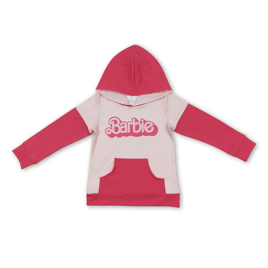 Hot pink solid hoodie party girls top
