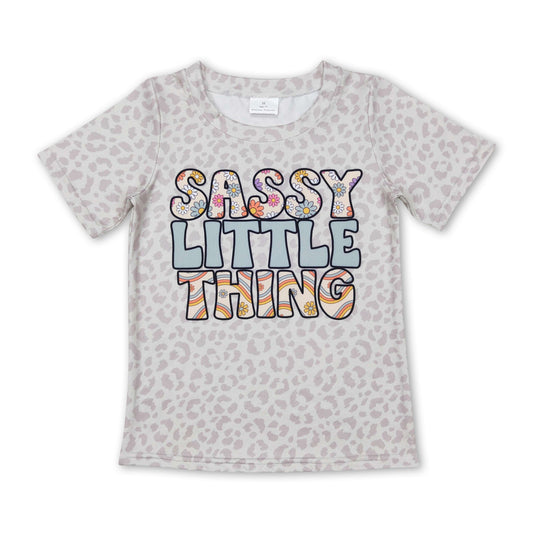 Floral sassy little thing leopard short sleeves girls shirt