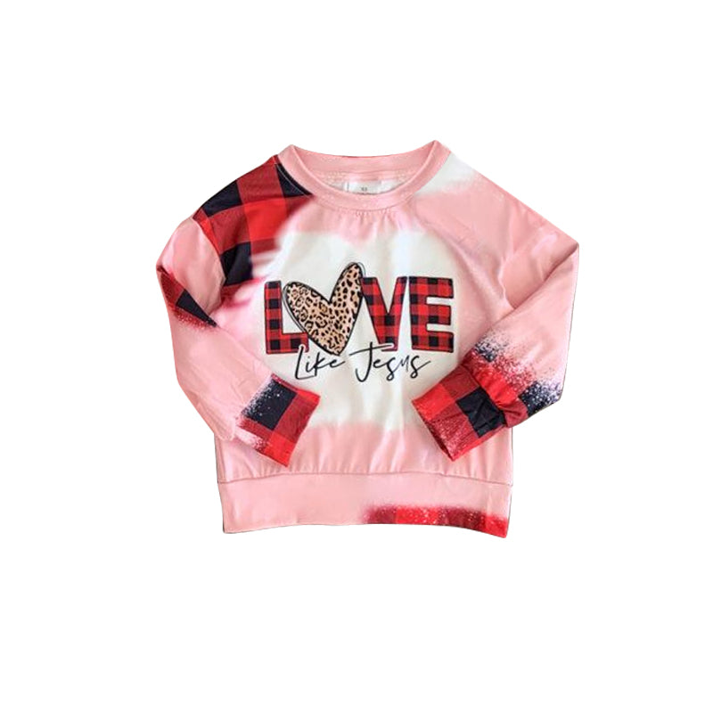 Leopard heart love like jesus plaid girls valentines shirt