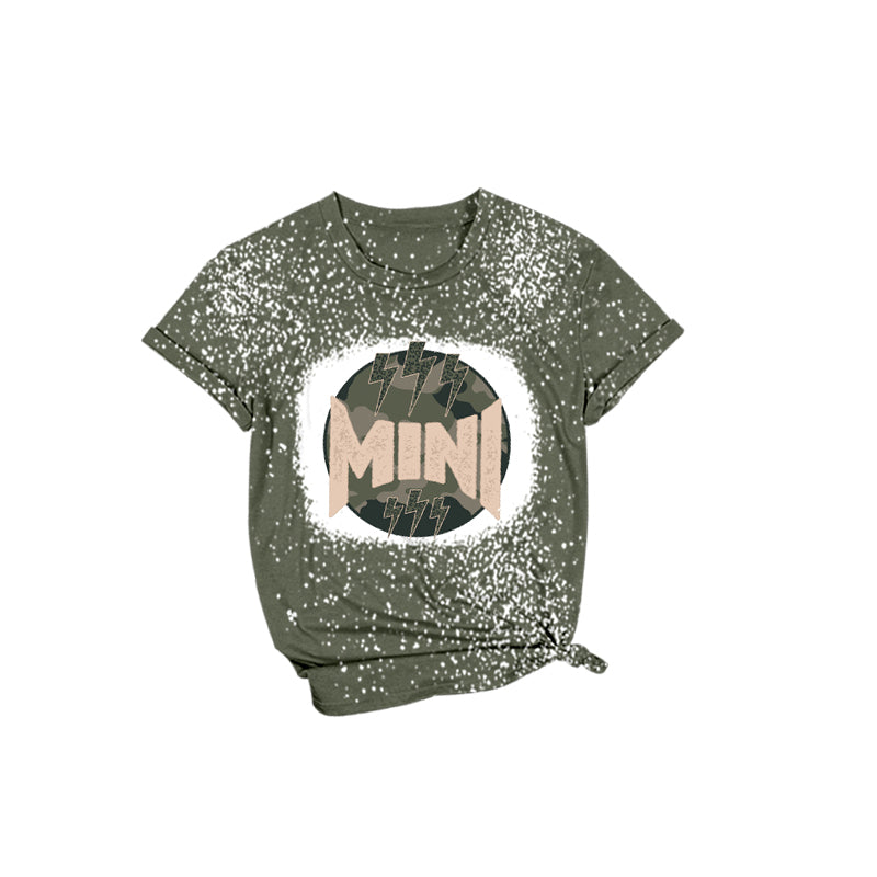 Olive mini camo bleached kids girls shirt