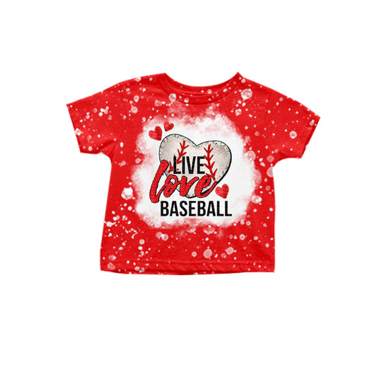 Love baseball heart red bleached girls shirt