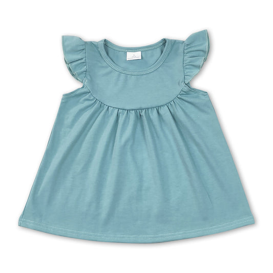 Aqua flutter sleeves cotton baby girls shirt