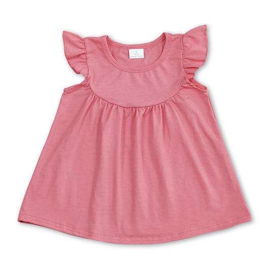 Pink flutter sleeves cotton baby girls shirt