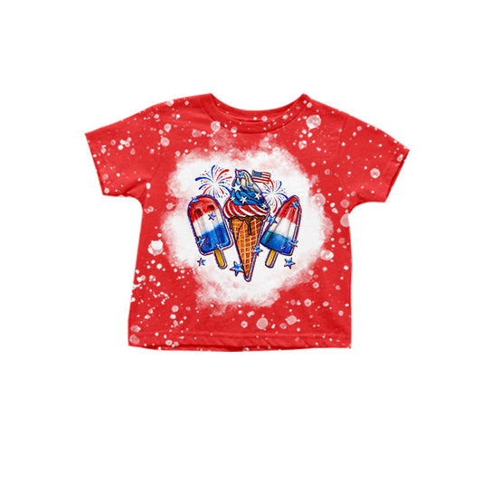 Red popsicle bleached girls 4th of july shirt