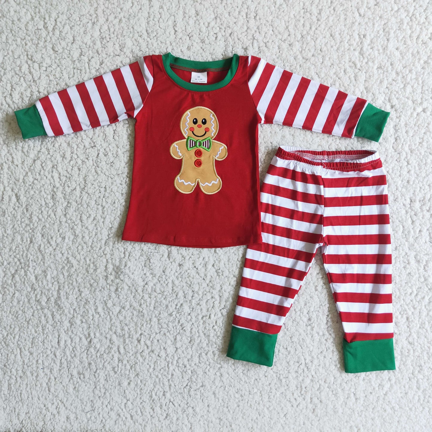 Gingerbread applique cotton Christmas boy pajamas