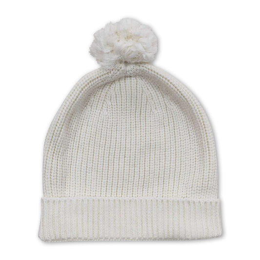 White baby girls woolen hat