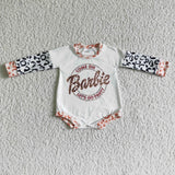 Leopard long sleeve white let's go party baby girls romper