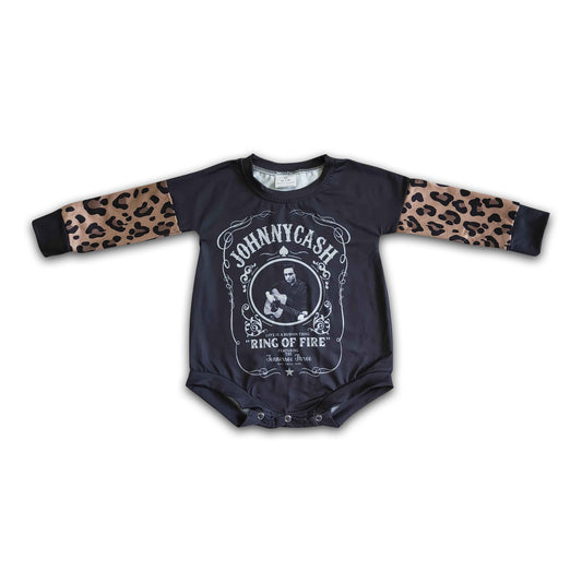 Black leopard long sleeve kids baby singer romper
