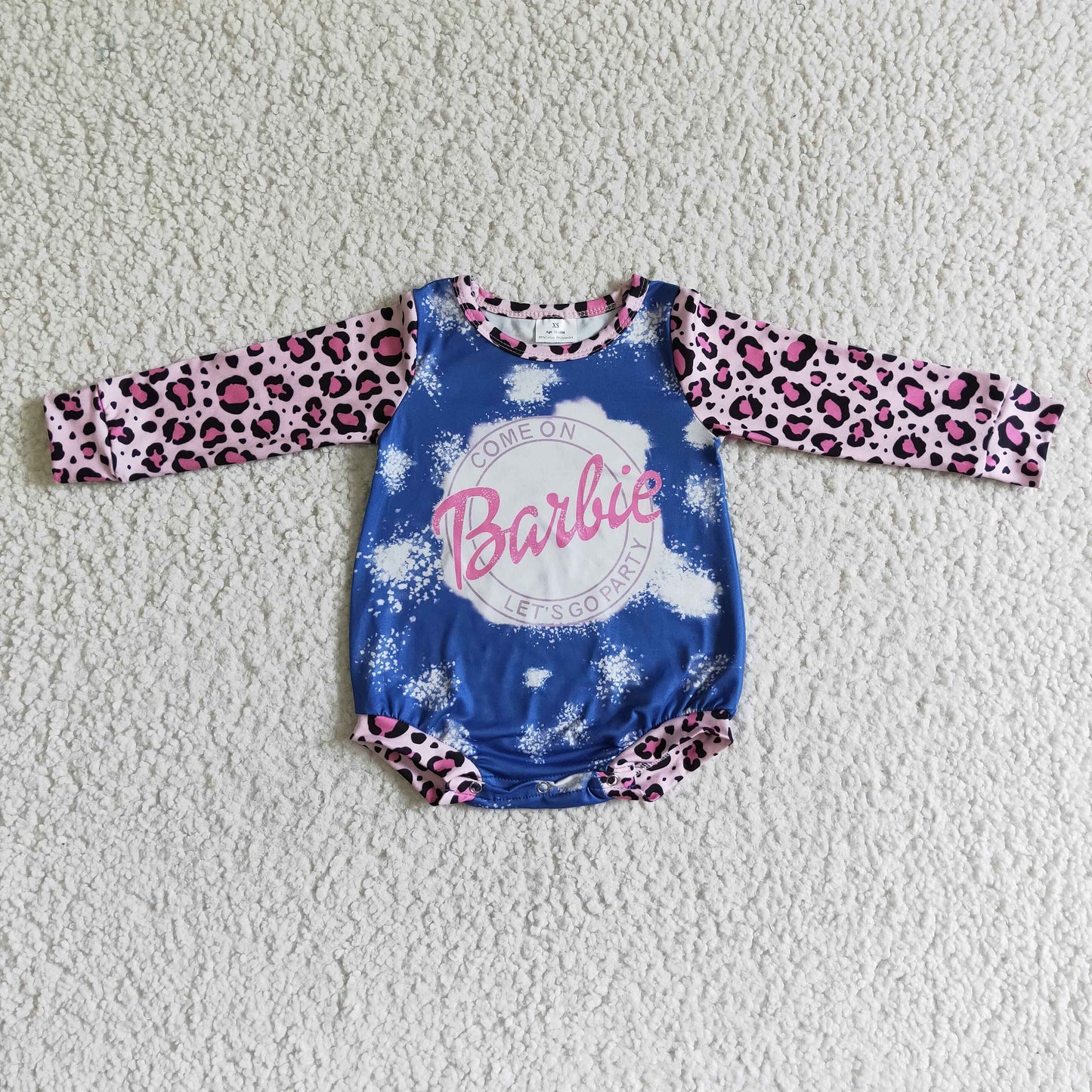 Leopard long sleeve let's go party baby girls romper