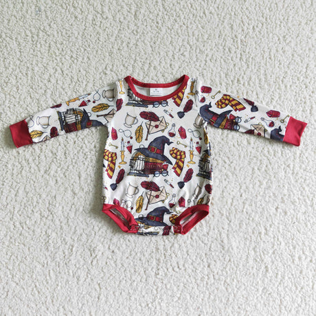 Cute magic long sleeve baby girls fall romper