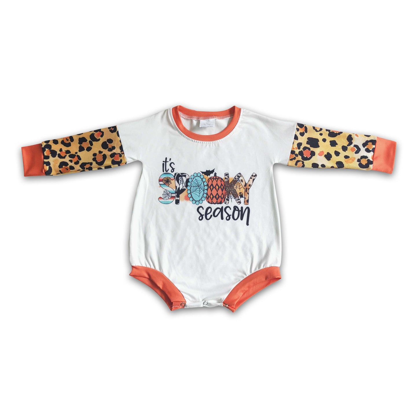 It's spooky season leopard baby girls romper