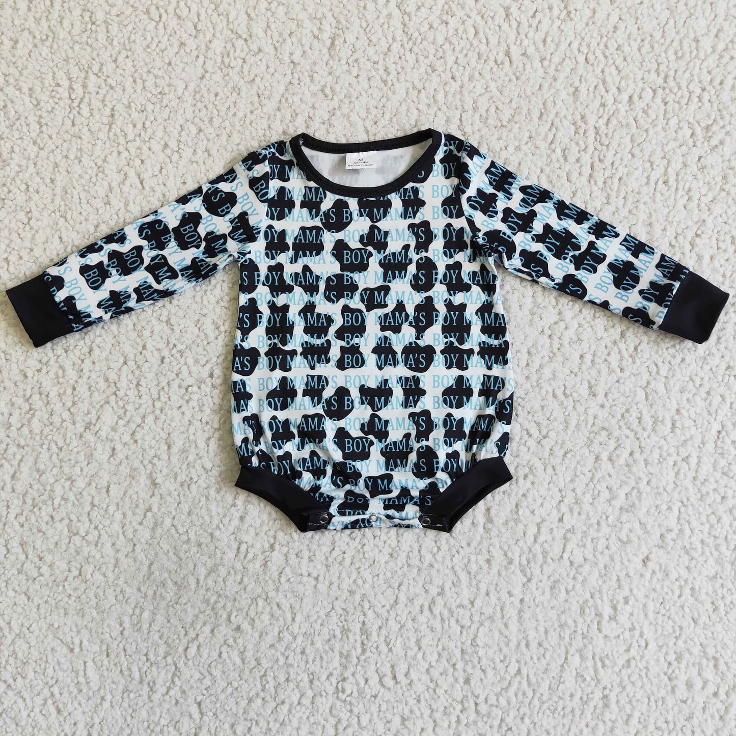 Mama's boy cow print baby kids romper