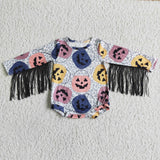 Pumpkin tassels sleeves baby girls Halloween romper