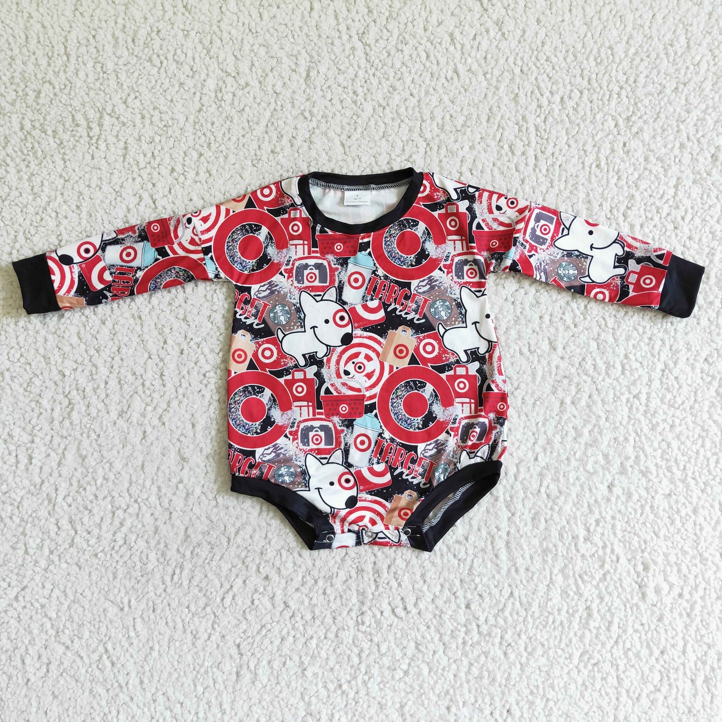 Drinks red circle baby girls long sleeve romper