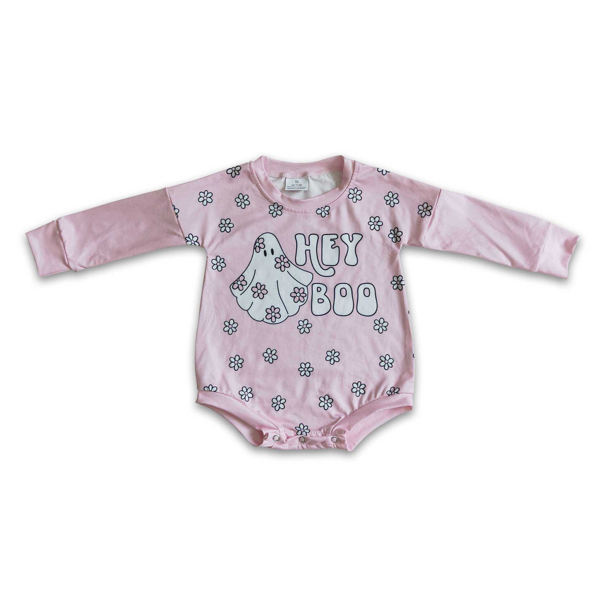 Hey boo pink floral baby girls Halloween romper