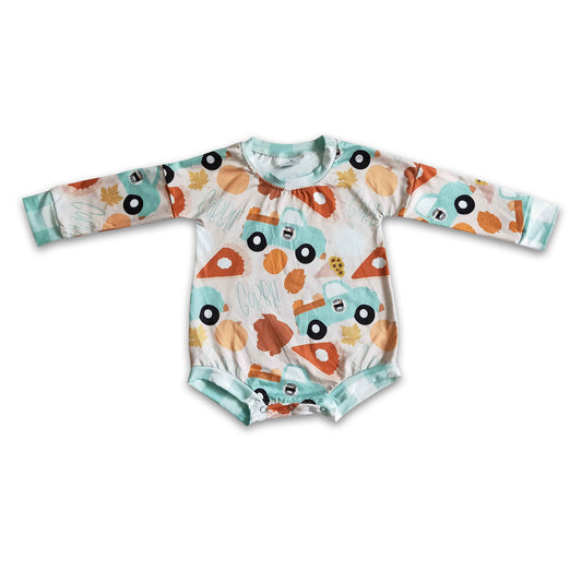 Gobble pumpkin turkey baby girls Thanksgiving romper