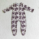 Leopard baby footed zip coverall