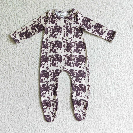 Leopard baby footed zip coverall
