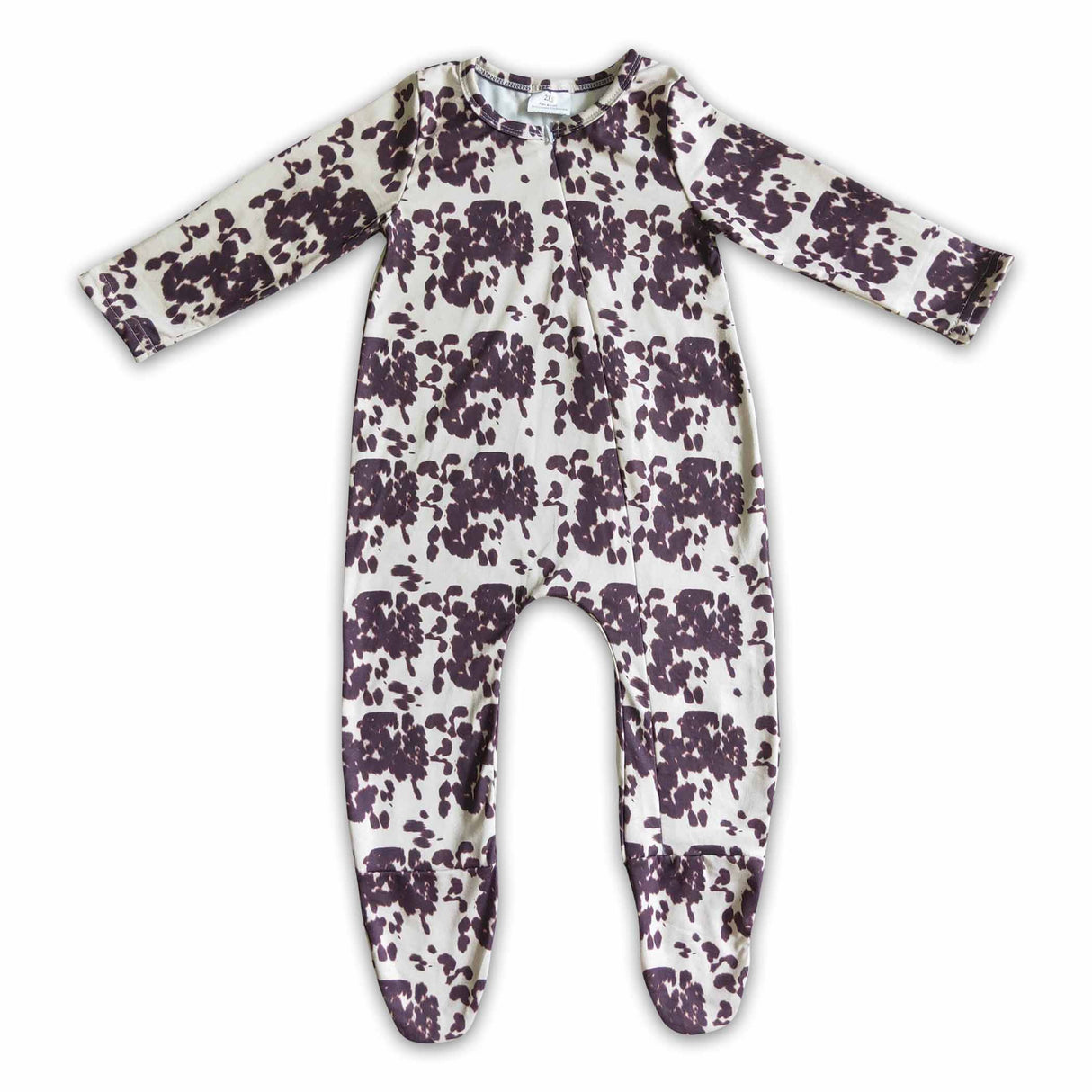 Leopard baby footed zip coverall
