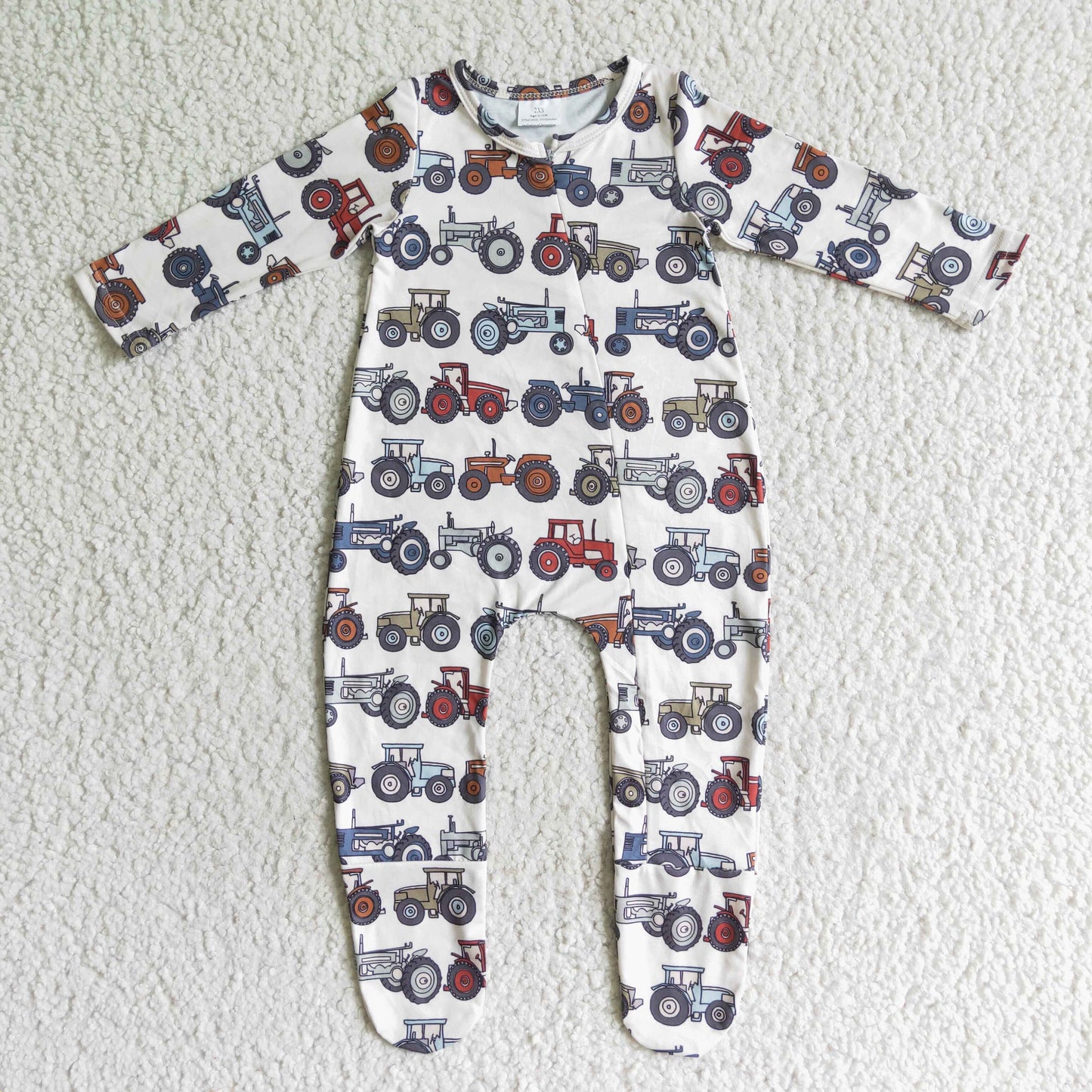 Tractors baby boy footed zip coverall